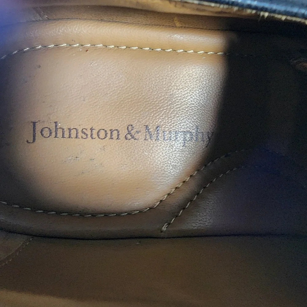 Johnston & Murphy Sanborn Cap Toe Dress Shoes‎ Mens 10 M Black Leather Formal